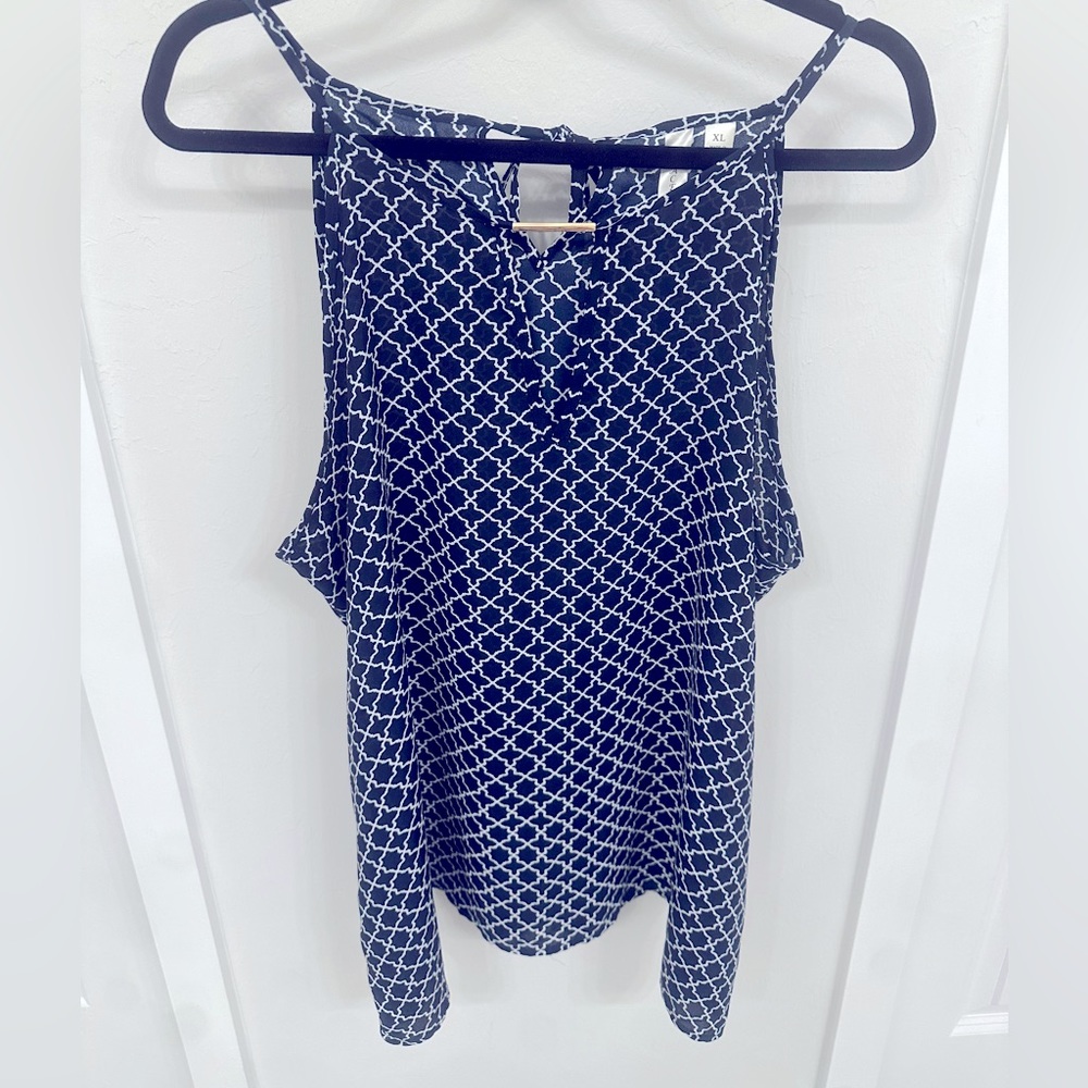White and blue tank top size xl